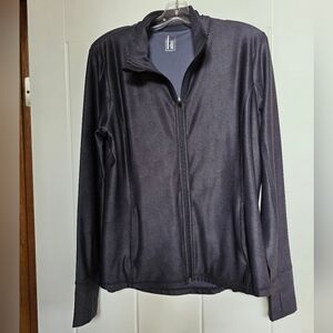 Womens Black Long Sleeve Full Zipper Athletic Jacket